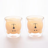 Kuber Industries 8 Pcs Cute Teddy Bear Cups | Borosilicate Double Wall Glass Cups | Microwave Safe | Heat Resistant | Scratch Proof | 250 ML | Pack of 4 | Amber
